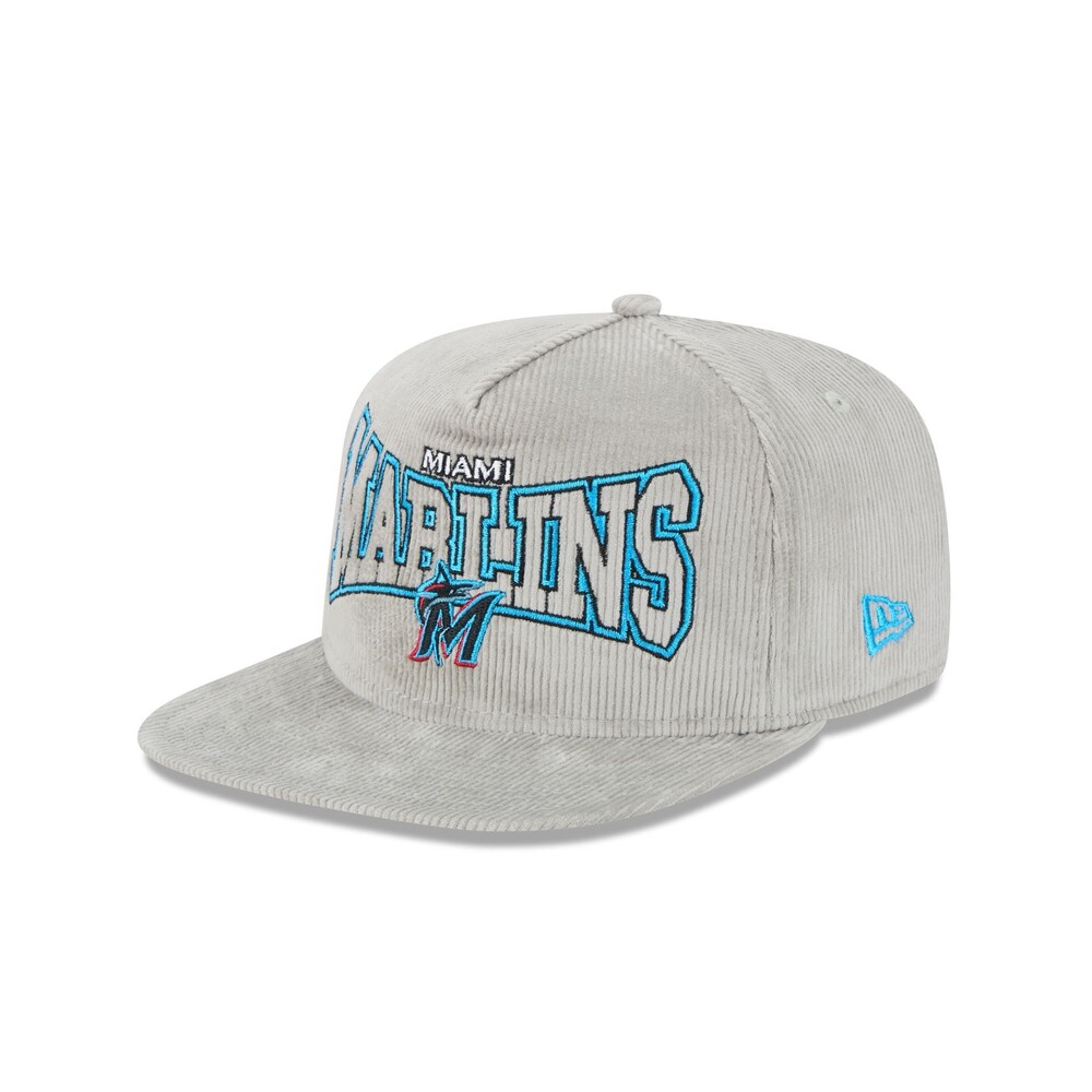 New Era Miami Marlins Gray Cord Golfer Hat - One Size